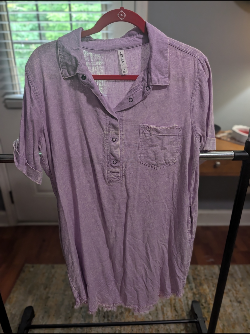 Zenana Outfitters Light Lavender Snap-Front Dress